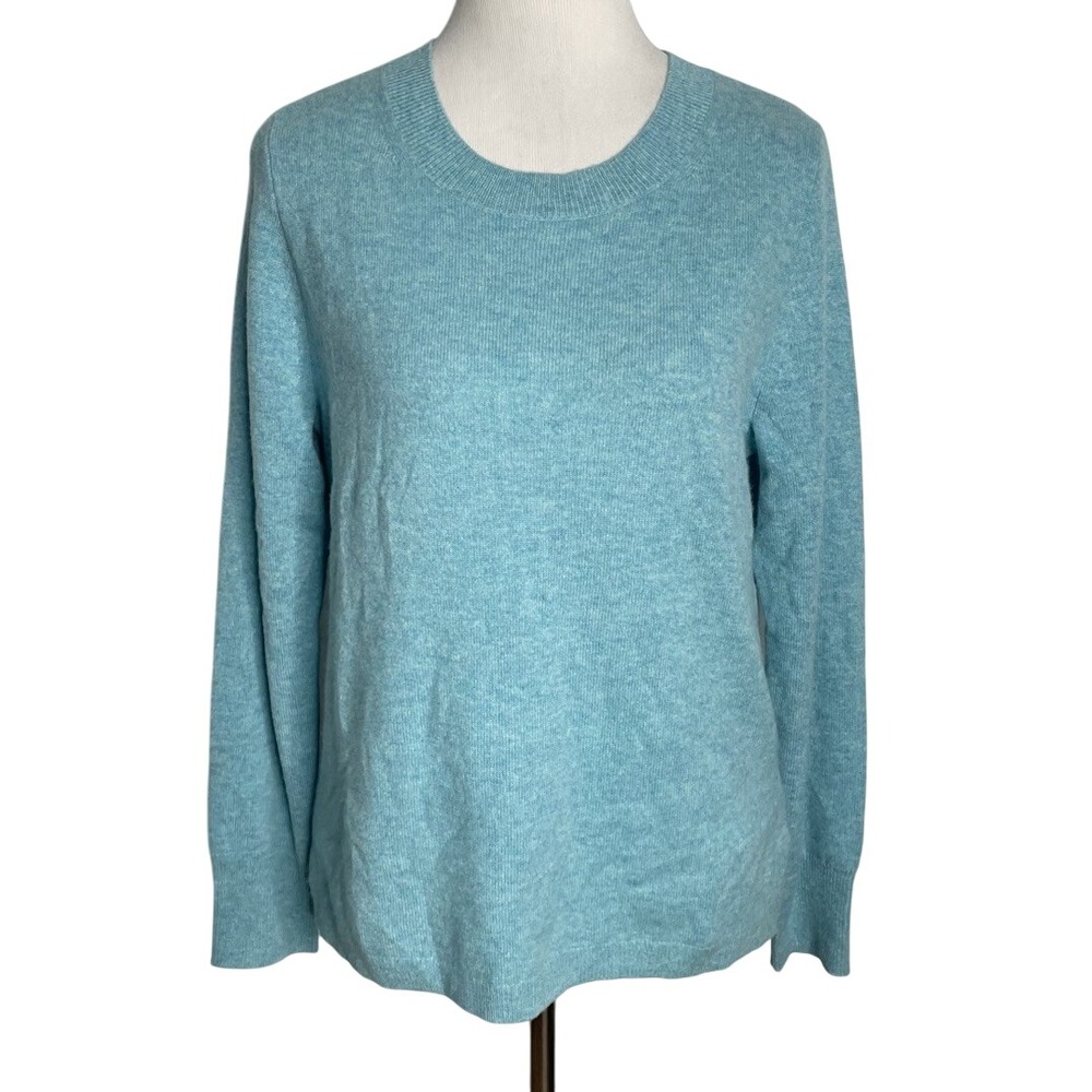 J. Crew Aqua Blue Cashmere Pullover Sweater Size Medium Preppy Classsic